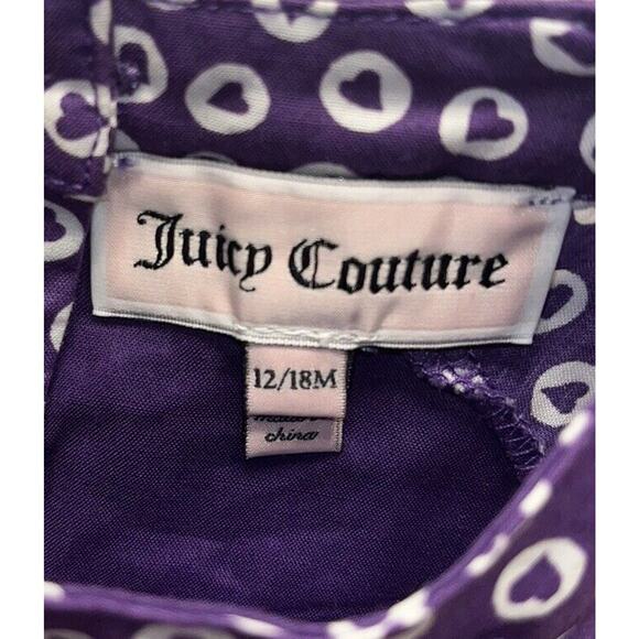 Juicy Couture Infant Girls Long Sleeve Dress 12/18 Months Purple White Hearts - Picture 3 of 8